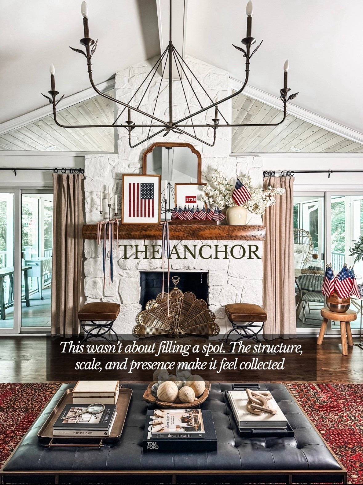 A moment that feels intentional, grounded, and truly collected 🤍
This iron chandelier with candle-style bulbs anchors the room with scale and presence, perfectly balanced over a stone fireplace, wood mantel, and neutral drapery panels. Layered with vintage-inspired artwork, decorative mirrors, woven stools, and a leather ottoman coffee table, the space blends classic American style, warm wood tones, and timeless textures. Finished with a traditional area rug, ceramic vases, and curated coffee table books, this living room proves that thoughtful proportions—not excess—create a space that feels lived-in and enduring. Everything is linked on LTK ✨

#eanesinteriors #ironchandelier #candlechandelier #livingroomdesign #classicinteriors #traditionalhome #layereddecor #stonefireplace #woodmantel #neutraldecor #timelessdesign #ltkhome #ltkinspo

#LTKdayinmylife #LTKSeasonal #LTKHome