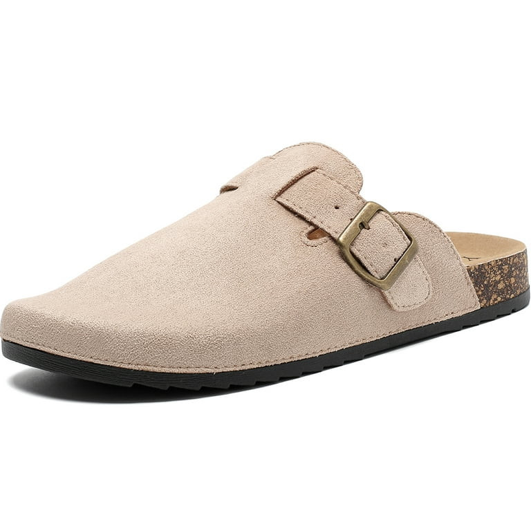 Women's Suede Clogs Mens Leather Mules Comfort Cork Footbed Antislip House Sandals Arch Support P... | Walmart (US)