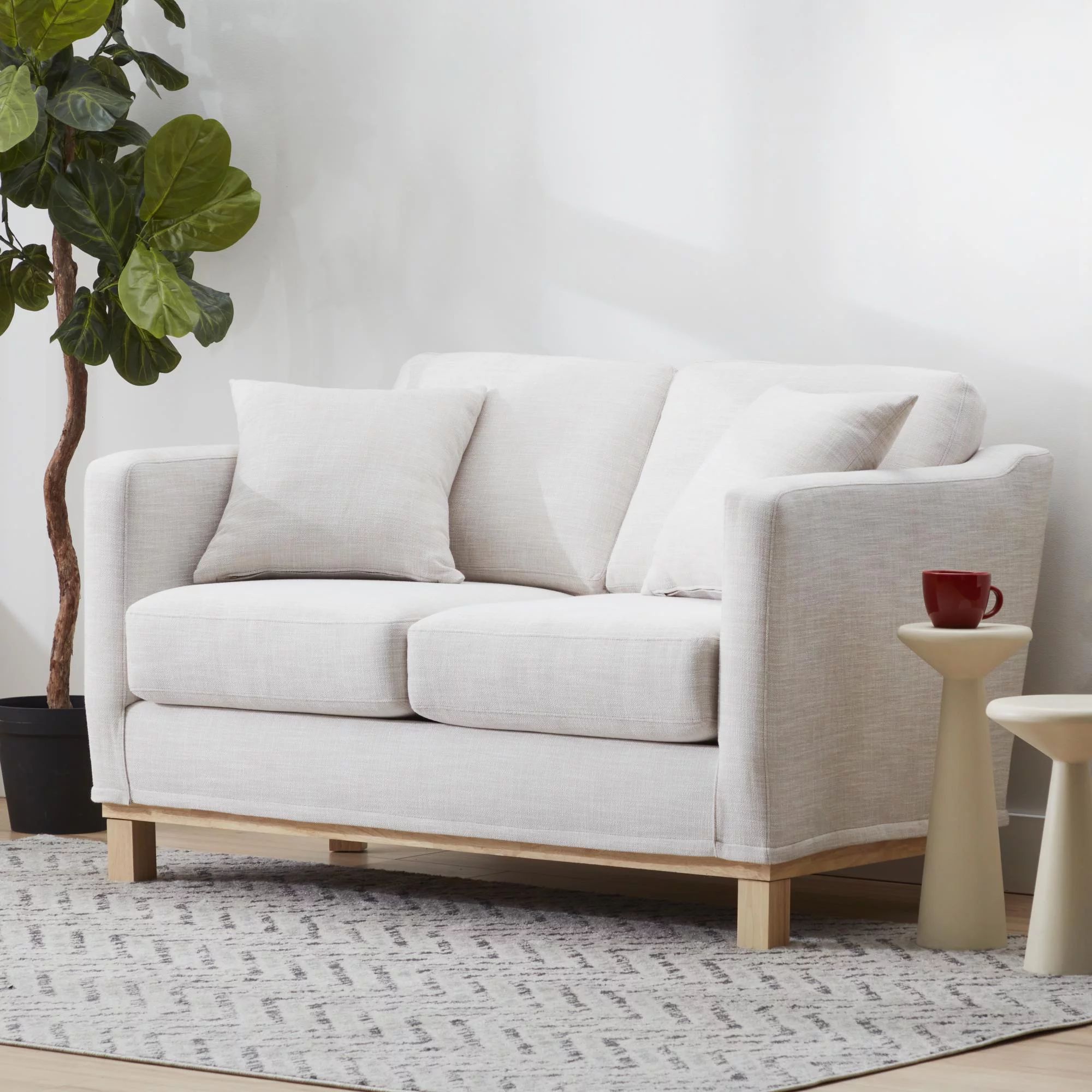 Gap Home Upholstered Wood Base Loveseat, Oat | Walmart (US)