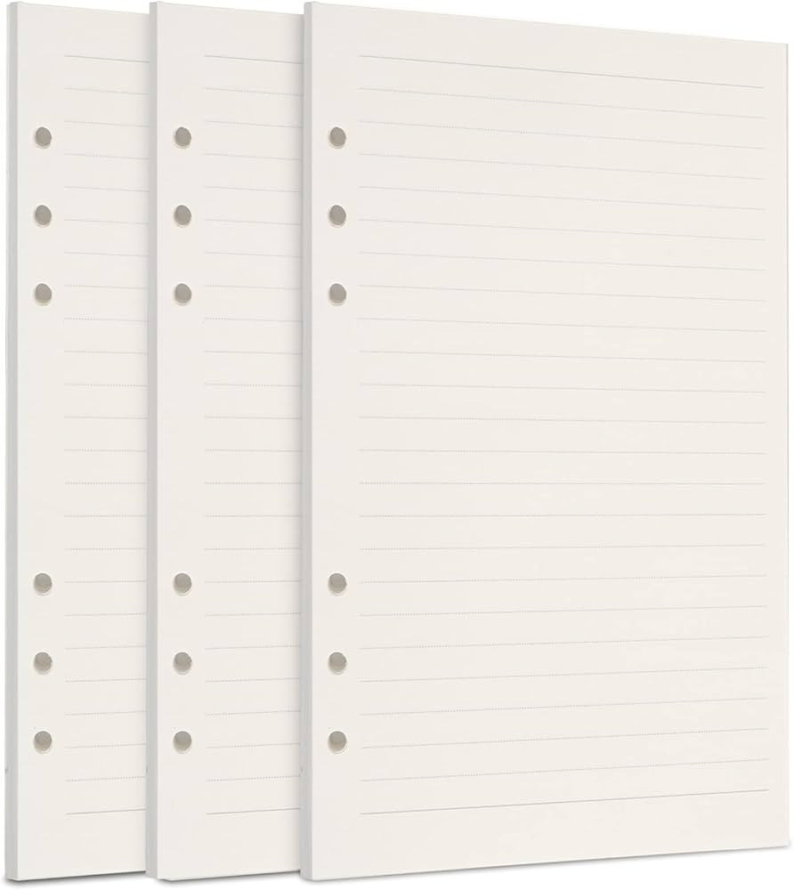 A5 Refill Paper, [3 Pack] Toplive 100GSM Thick Refillable 6 Hole Filler Inserts - 135 Sheets (270... | Amazon (US)