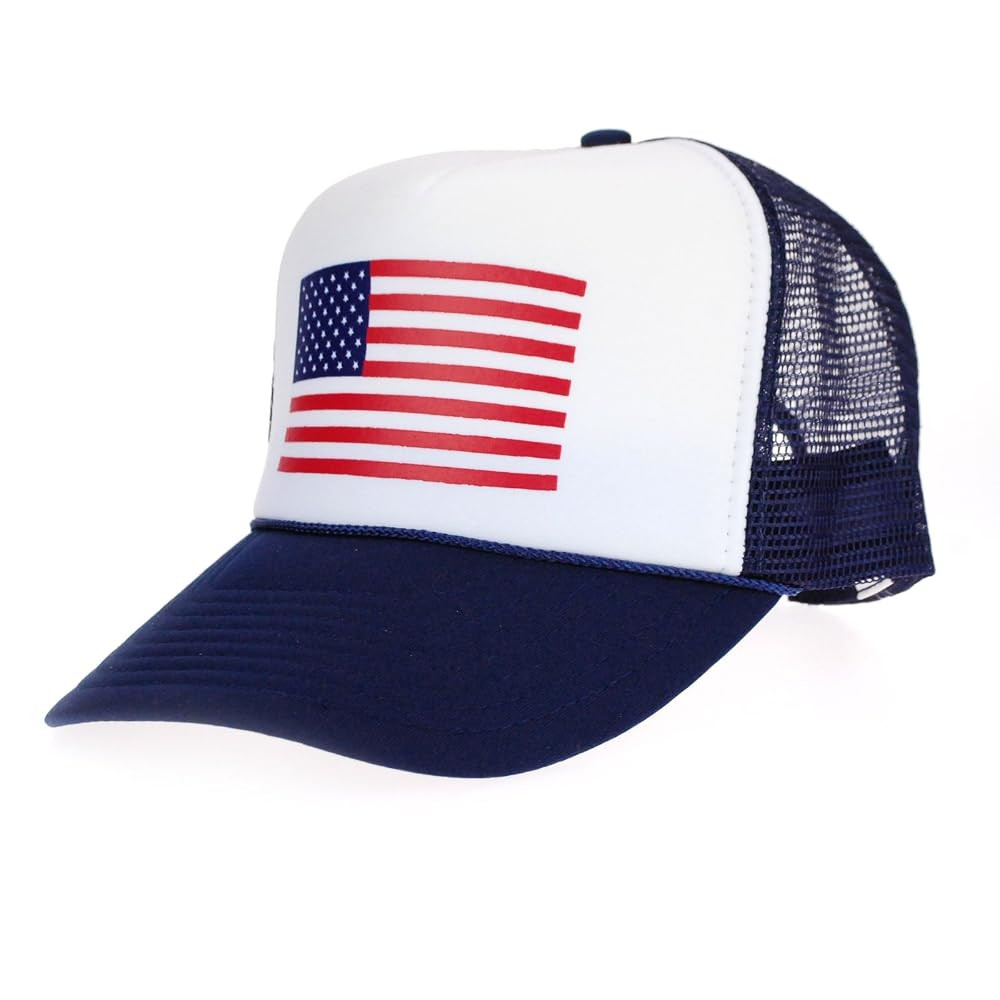 American Flag Patriotic USA Classic 5 Panel Mesh Snap Back Trucker Hat | Amazon (US)