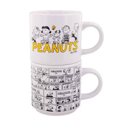 Silver Buffalo Peanuts Comic Panels 2-Piece Ceramic Stackable Mug Set | Each Holds 13 Ounces | Target