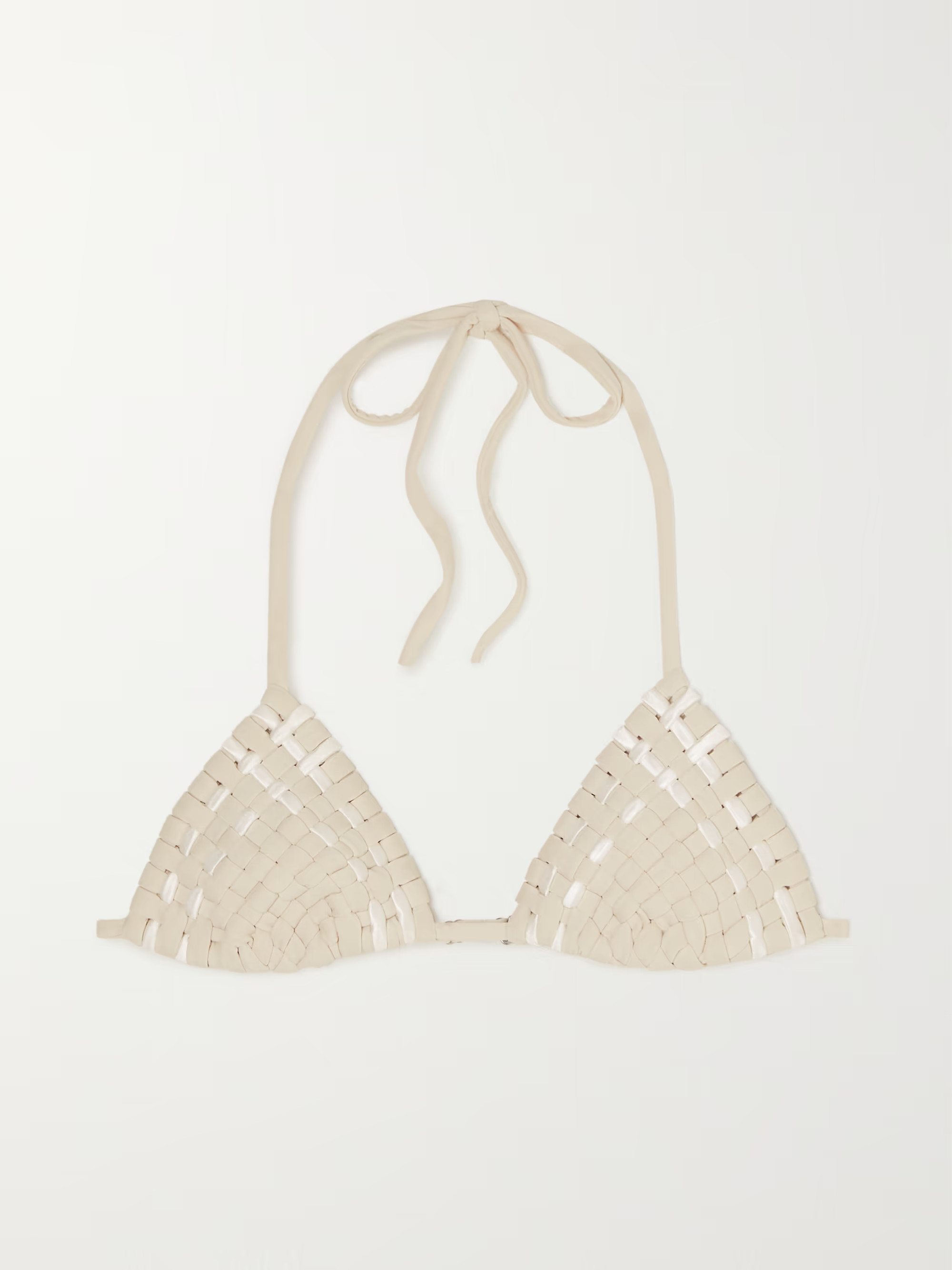 Weavemix braided stretch-satin triangle bikini top | NET-A-PORTER (US)
