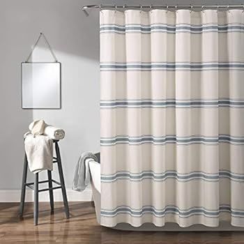 Lush Decor, Blue Farmhouse Stripe Shower Curtain, 72" x 72" | Amazon (US)