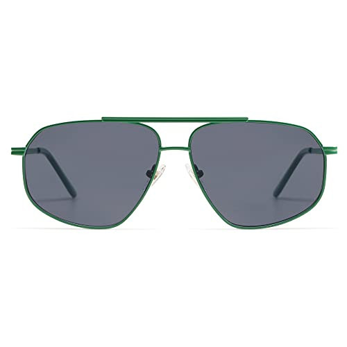 SOJOS Classic Retro Aviator Sunglasses for Women Men Vintage Hexagonal Metal Frame UV400 Lenses SJ1200, Green/Grey | Amazon (US)