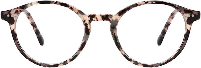 TIJN Blue Light Blocking Glasses Men Women Vintage Thick Round Rim Frame Eyeglasses | Amazon (US)