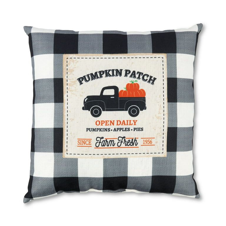 Harvest 13 in Black and White Pumpkin Patch Decorative Pillow, Way to Celebrate! | Walmart (US)