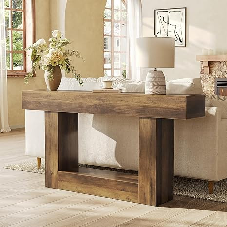 LITTLE TREE 63 Inches Long Console Table, 2-Tier Farmhouse Sofa Table Behind Couch, Large Narrow ... | Amazon (US)