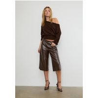Stradivarius Leather effect Bermuda shorts Brown 20 | Stradivarius (UK)