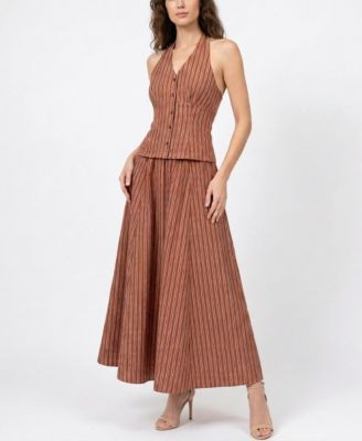 Women's Striped Drop Waist V-Neck Dress | Macy's