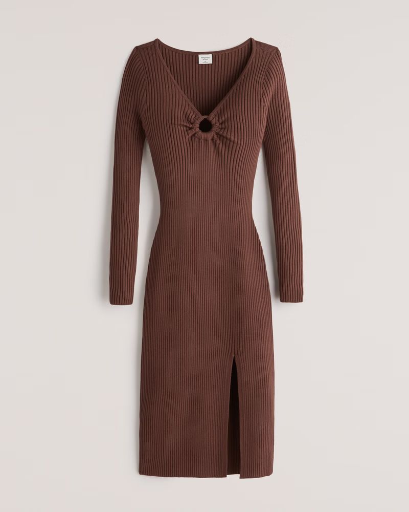 Long-Sleeve O-Ring Sweater Midi Dress | Abercrombie & Fitch (US)