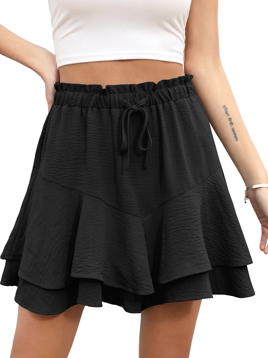 Cueply Flowy Shorts for Women Mini Tennis Skirt Ruffle Tiered Skorts Running Workout Sports Short... | Walmart (US)