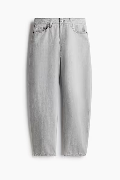 H & M - High Rise Barrel Leg Jeans - Gray | H&M (US + CA)