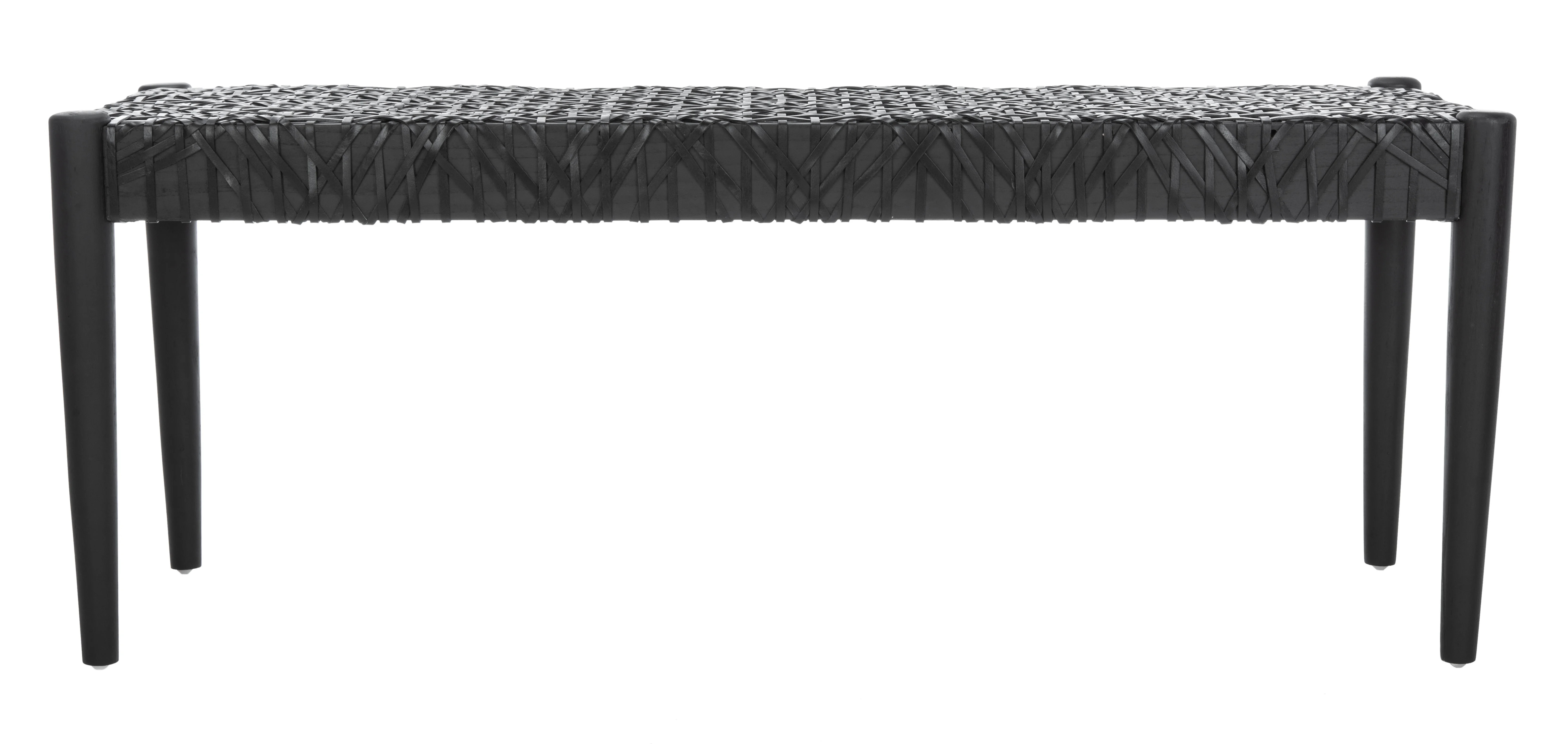 SAFAVIEH Bandelier Cowhide Leather Weave Bench, Black | Walmart (US)