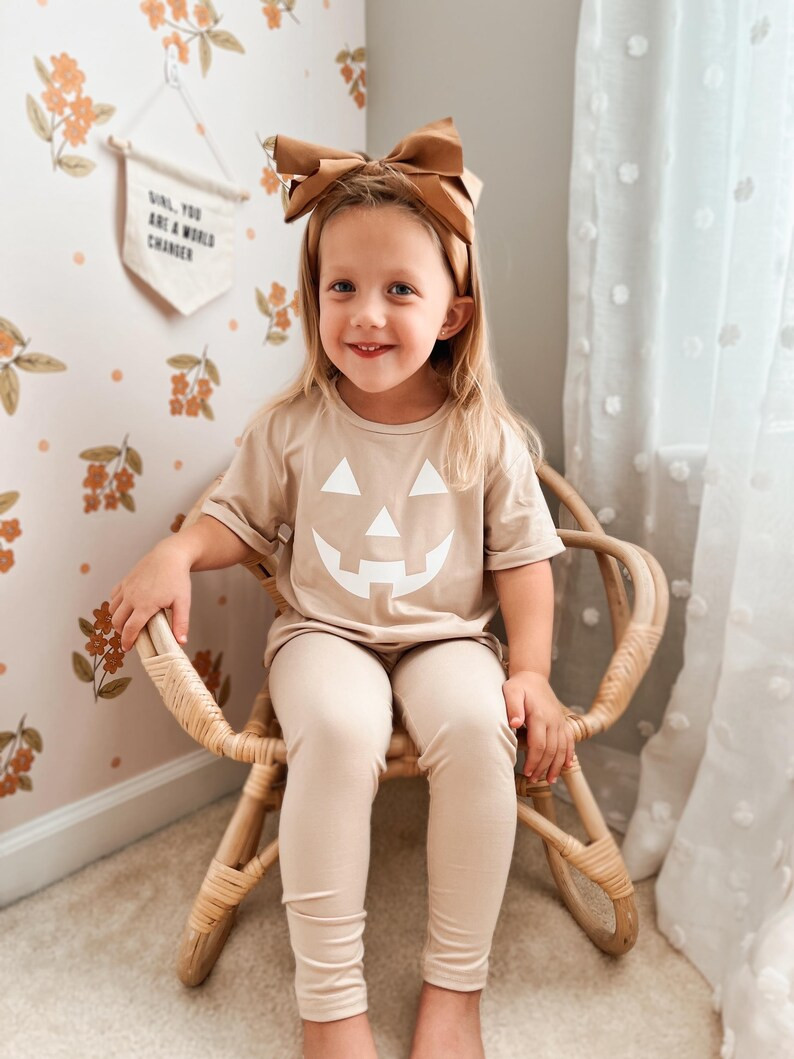 Neutral Beige Halloween Jack-o-lantern Toddler Set - Etsy | Etsy (US)