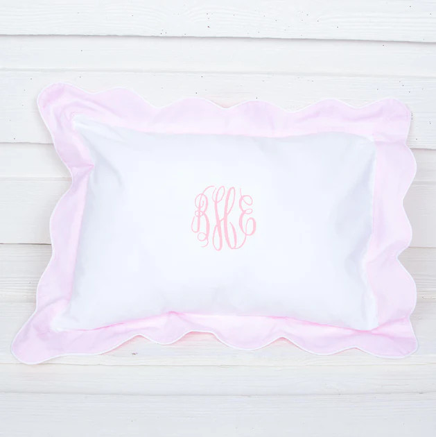 Pink Scalloped White Pillowcase | Classic Whimsy