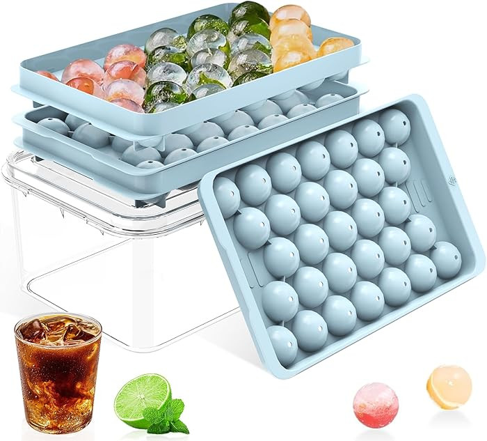 Ice Cube Tray with Lid and Bin – Round Ice Cube Trays for Freezer, BPA-Free Food-Grade Ice Mold... | Amazon (US)