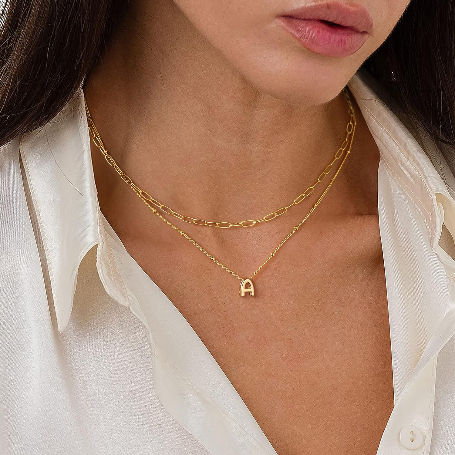 Turandoss Dainty Gold Initial Necklaces for Women Trendy - Layered Gold Initial Tiny Small Pendent Necklaces for Women,... | Amazon (US)