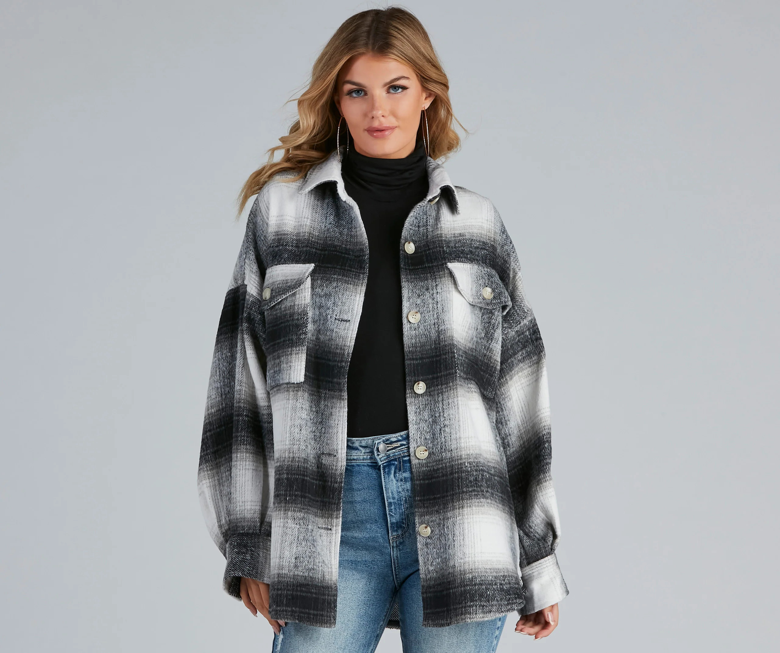 Basic Mood Oversized Plaid Shacket | Windsor Stores
