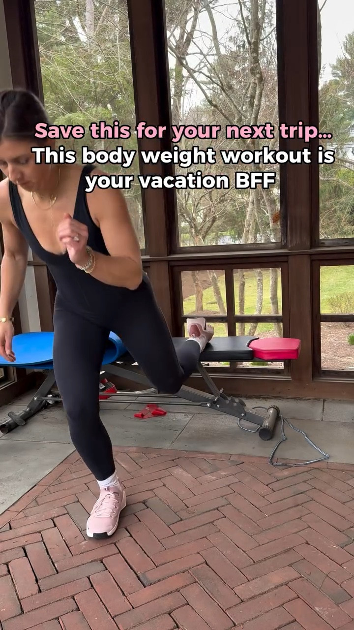 📌 Save this CHALLENGING Bodyweight Strength Workout 💪🔥

No equipment? No problem. This bodyweight workout is not easy—but it’ll build strength, stability, and seriously fire up your glutes, core, and upper body. If you’re traveling next week, this is a great one to save. 

Try 3–4 rounds. Rest 60–90 sec between each.

👉 Tempo Bulgarian Split Squats
8–10 each leg (3 sec down, 1 sec pause, explode up)

👉 Push-Up to Down Dog + Shoulder Tap
10–12 reps

👉 Glute March (hips up, marching feet)
20 total reps
*demo missing from video 🫠

👉 Triceps/Chest Dips
10–12 reps (use a step, bench, or chair)

👉 Slow Squat Jumps
8–10 reps (3 sec down, big jump up)

👉 Hollow Hold + Flutter Kicks
Hold 30 seconds (modify as needed!)

🔥 Finisher (optional): EMOM x 4 mins
10 jump lunges + 10 push-ups (rest for the remainder of the minute)

You’ll feel strong—and sore in the best way.

Tag a friend who loves a challenge 💪 and save this for your next no-equipment day!
#bodyweightworkout #strengthtraining #homeworkout #womensfitness #glutesandcore #perimenopausefitness