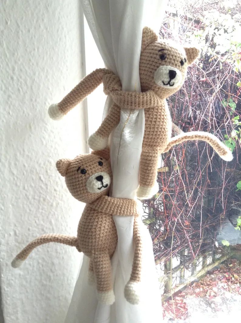 A pair of Kitties curtain tie backs nursery tie backs nursery decoration animal tie backs Kitten ... | Etsy (US)