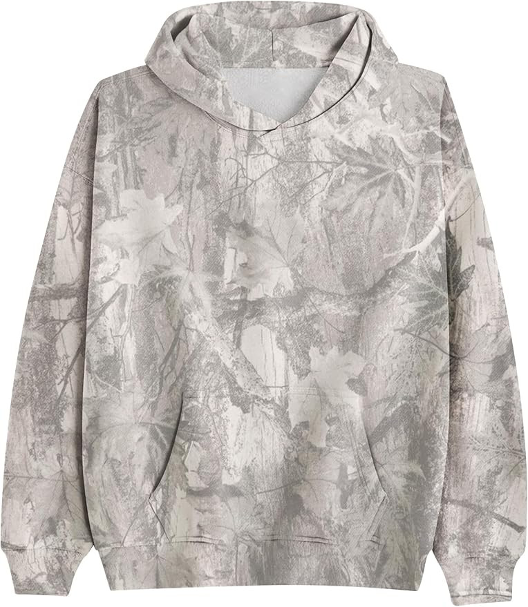 Camo Hoodie for Men Women Oversized Fleece Maple Leaf Hooded Sweatshirt Graphic Print Pullover Ho... | Amazon (US)