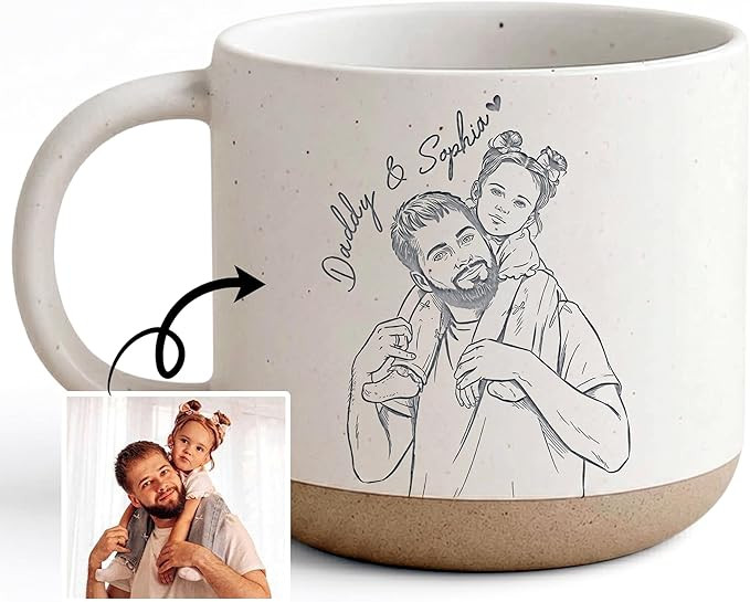 Personalized Photo Pottery Mug, Gift for Dad, Custom Photo Coffee Mug, Customized Mugs with Name,... | Amazon (US)