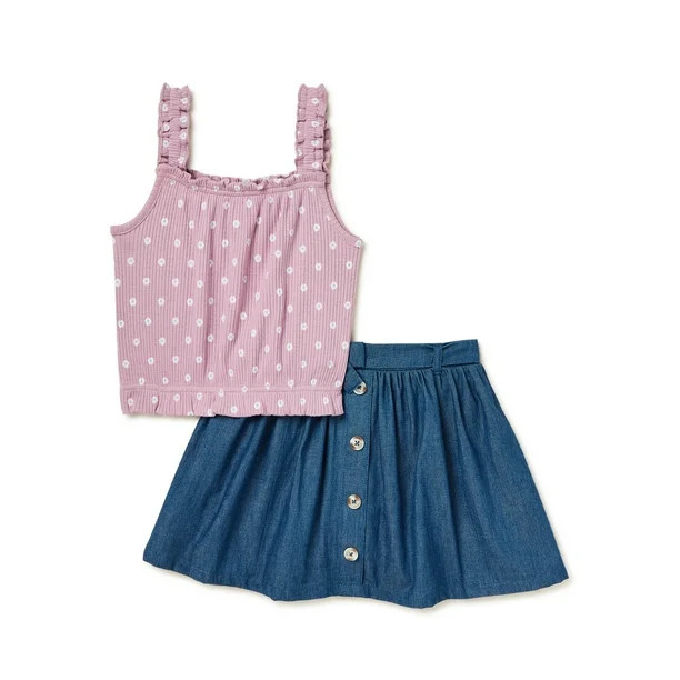 Wonder Nation Baby and Toddler Girls Skirt Set, 2-Piece, Sizes 12M-5T - Walmart.com | Walmart (US)