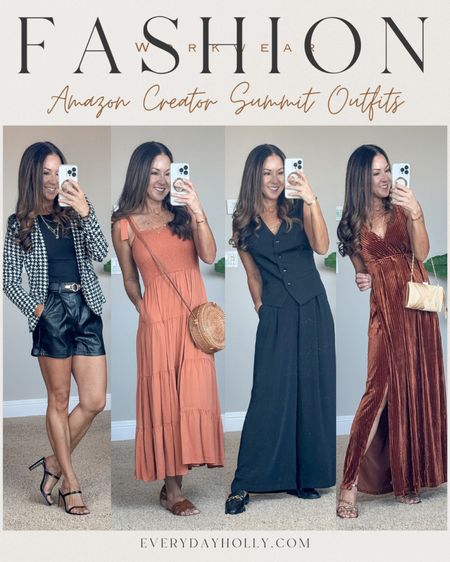 Amazon Creator Summit outfits - wearing the smallest size in everything | Conference Outfit | Business outfit | Workwear outfit | Beach dress | special occasion dress | Leather shorts | houndstooth

#LTKfindsunder50 #LTKworkwear #LTKover40
