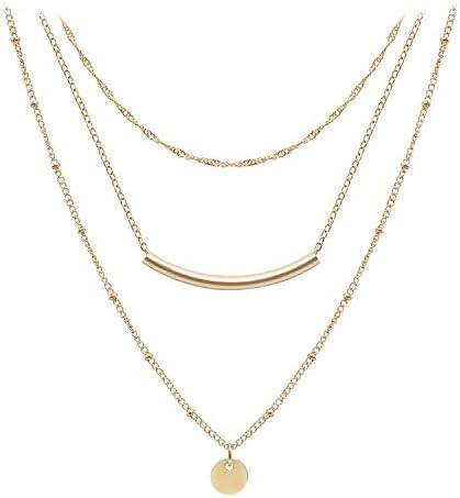 Aisansty Dainty Layered Choker Necklaces Handmade Coin Tube Star Pearl Pendant Multilayer Adjusta... | Amazon (US)
