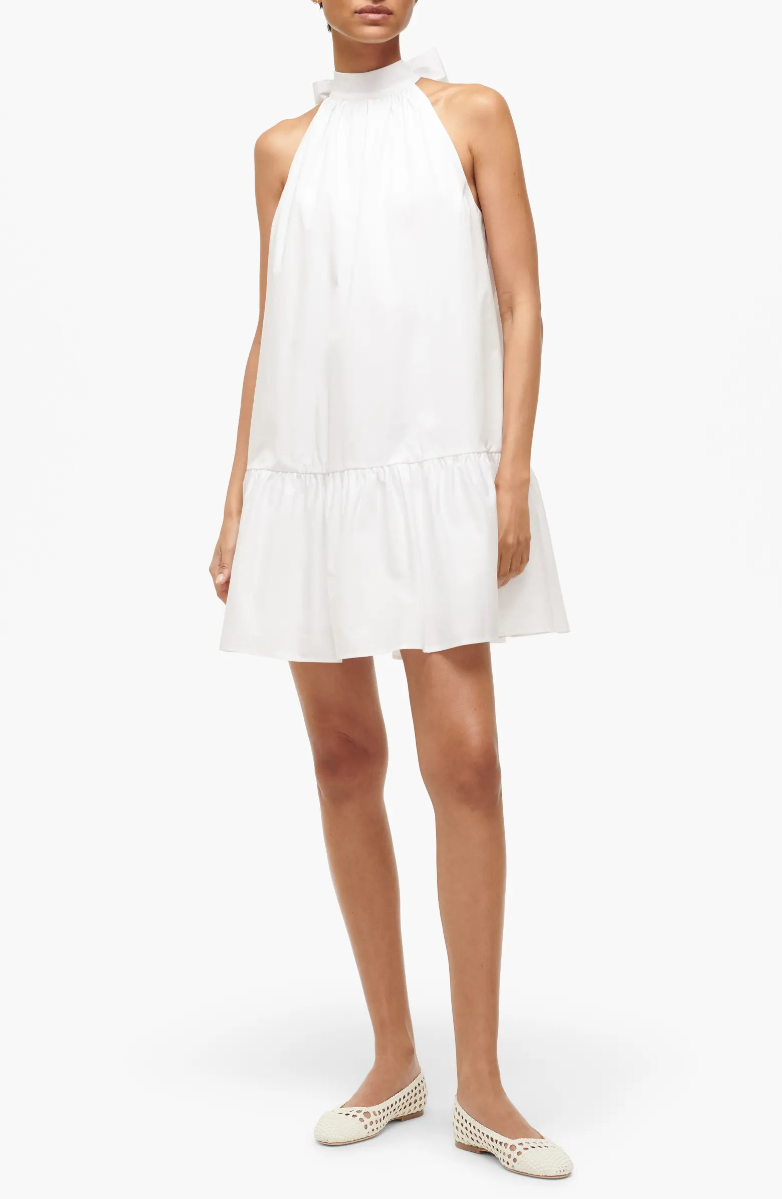 Marlowe Halter Neck Stretch Poplin Trapeze Dress | Nordstrom