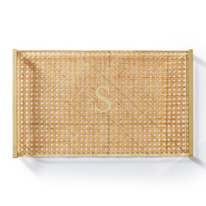 Rattan Caning and Acrylic Serving Tray | Mark and Graham