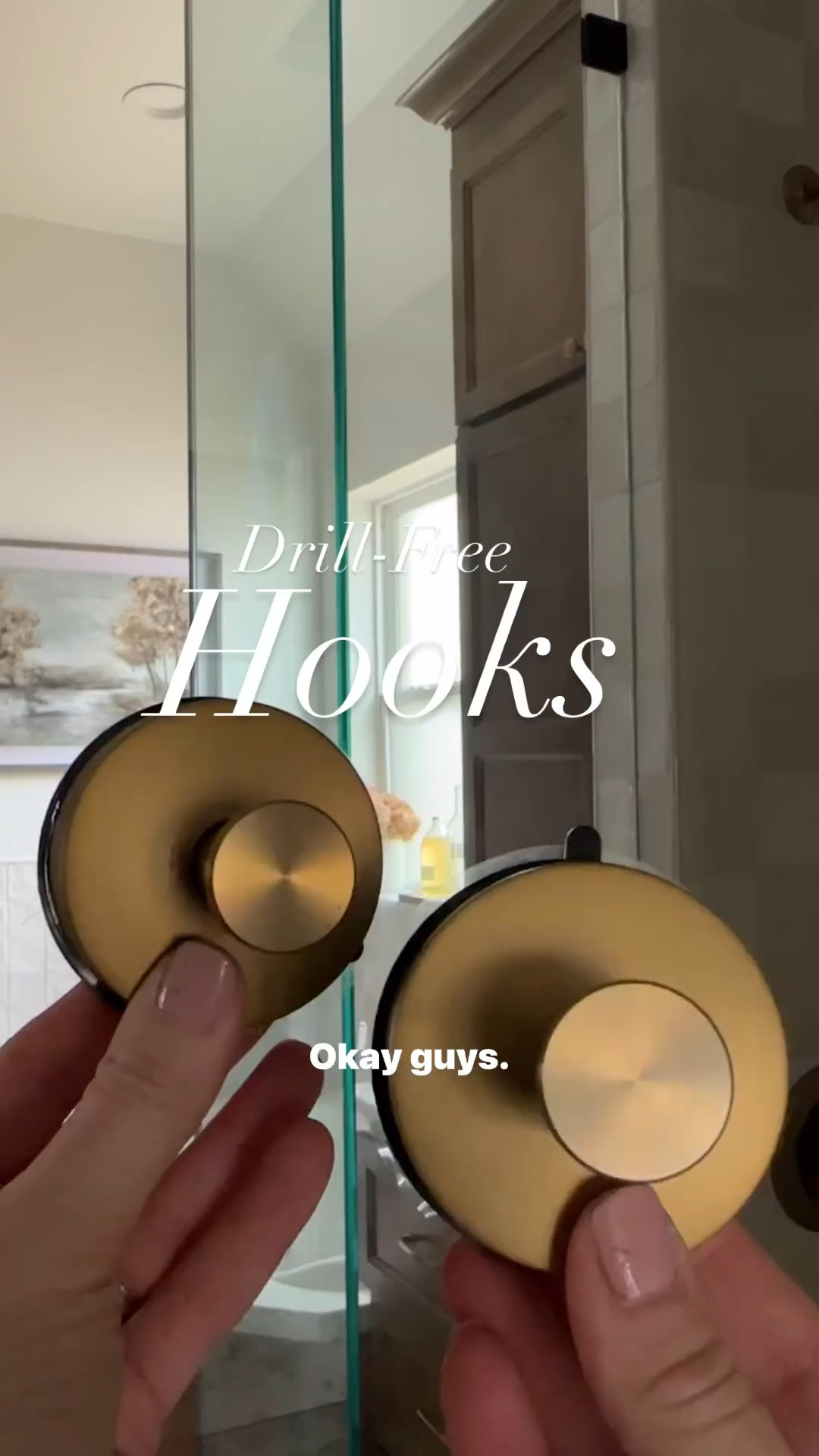 Drill-free, damage free towel hooks for the win! I talked last week about some of the challenges having towel hooks in this space and these have been a great solution.

The warm gold color is a perfect compliment for Delta Champagne Bronze fixtures I have in this space. Not only that, but they’ve definitely help up to my heavy weight towels!

These are affordable, easy and beautiful!

#LTKhome #LTKVideo #LTKfindsunder50