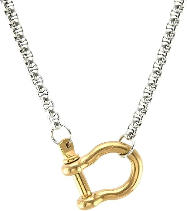 14k Yellow Gold Lucky Horseshoe Necklace For Women - 925 Sterling Silver Personality Animal Horse... | Amazon (US)