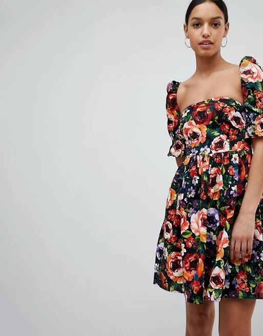 Club L 50'S Floral Print Short Sleeve Dress | ASOS US