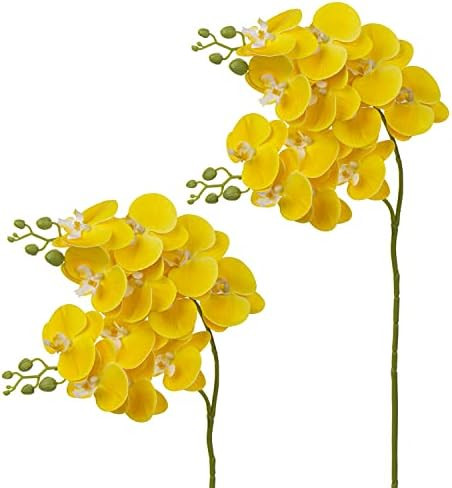 30 Inch Yellow Orchids Artificial Flowers Real Touch Phalaenopsis Spray Artificial Orchid Stems w... | Amazon (US)