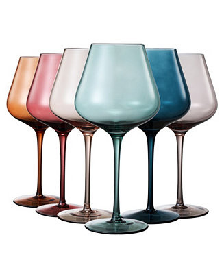 Pastel Large Colored Crystal Wine Glass, Set of 6 | Macy's