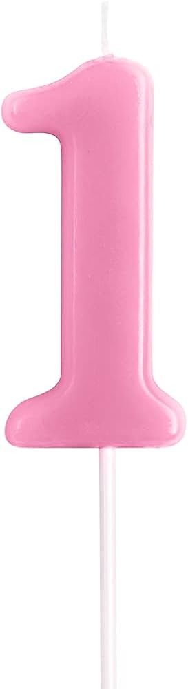 eusbon 1st Birthday Candle, 2.76” Big Size Number Candle for Cake Decoration, Birthday Party, Wedding Anniversary, Pink (Number 1) | Amazon (US)