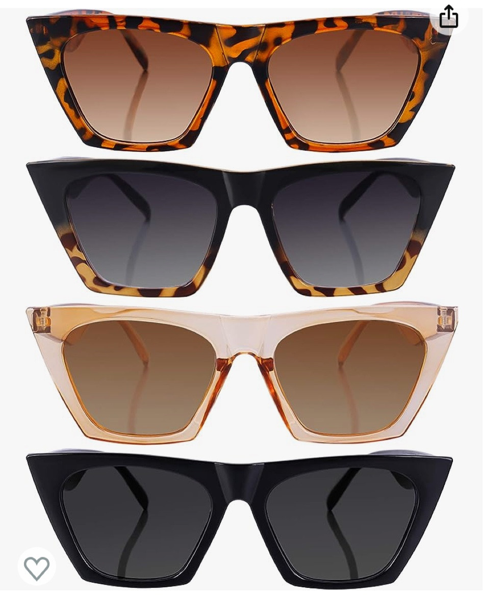 A 4 pack of sunnies for $14. Cute sunglasses. Vacay. Beach vacation. Travel accessories. Pool day. Cat eye sunglasses 

#LTKFind #LTKunder50 #LTKswim
