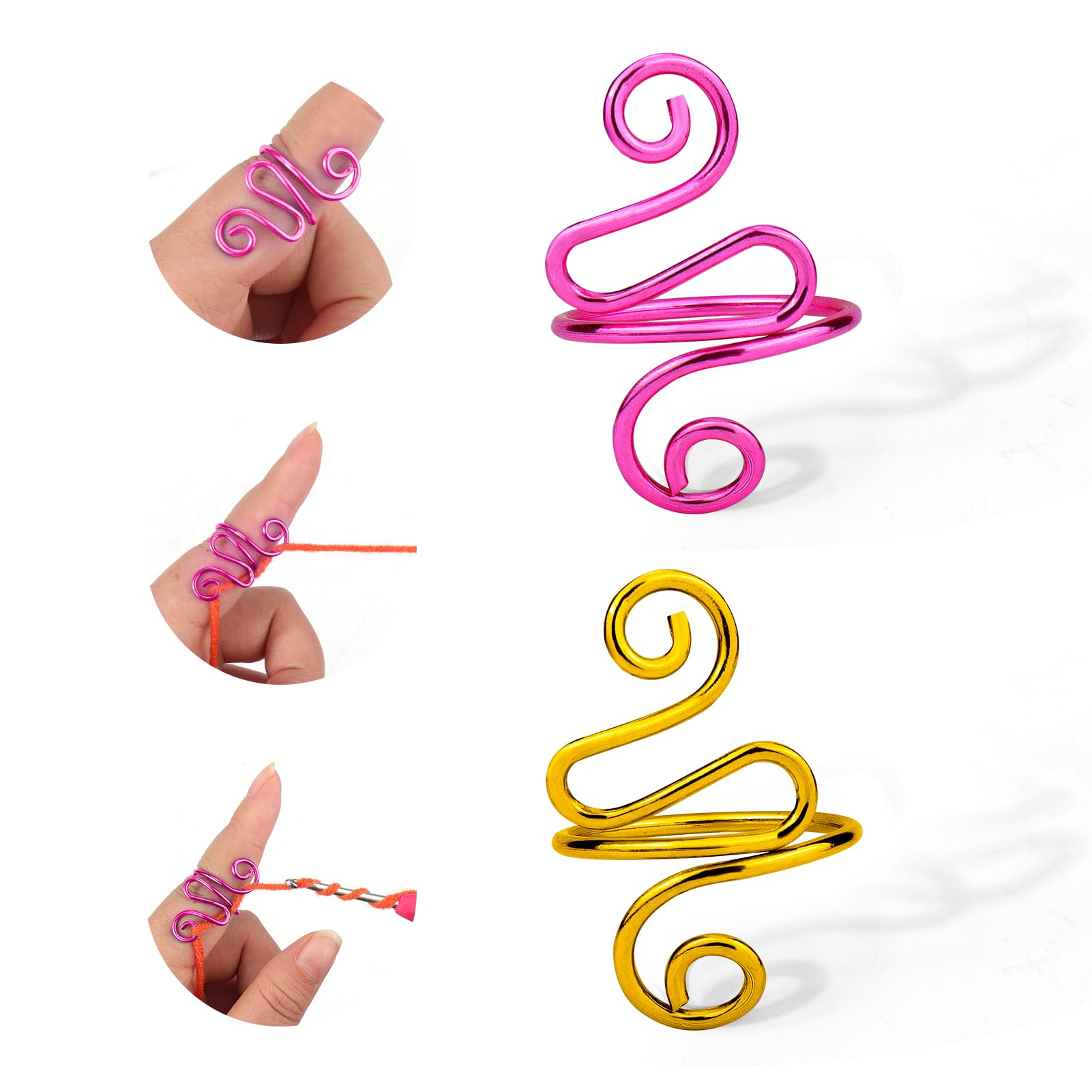 Crochet Ring,2PCS Gold Adjustable Yarn Tension Ring for Crocheting Peacock Shape Knitting Loop Open Finger Ring for Mother Grandma Thanksgiving Presents Finger Yarn Guide Crochet Accessories | Amazon (US)