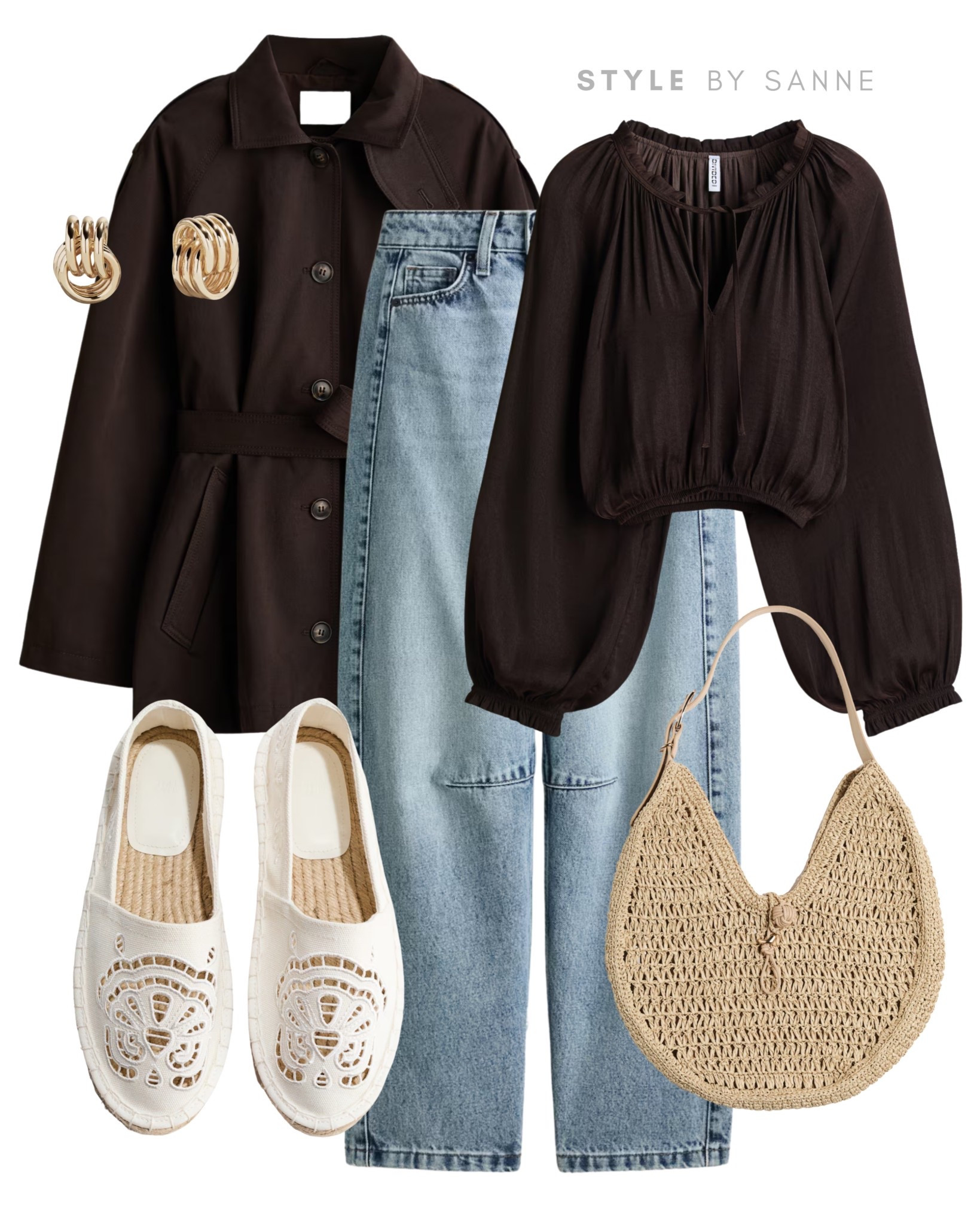 A deep brown jacket paired with light denim creates a soft yet elevated contrast. Styled with a flowy blouse, woven bag and espadrilles for an effortless, feminine look with a relaxed, summer feel.🤎✨

#LTKspring #LTKstyletip #LTKworkwear