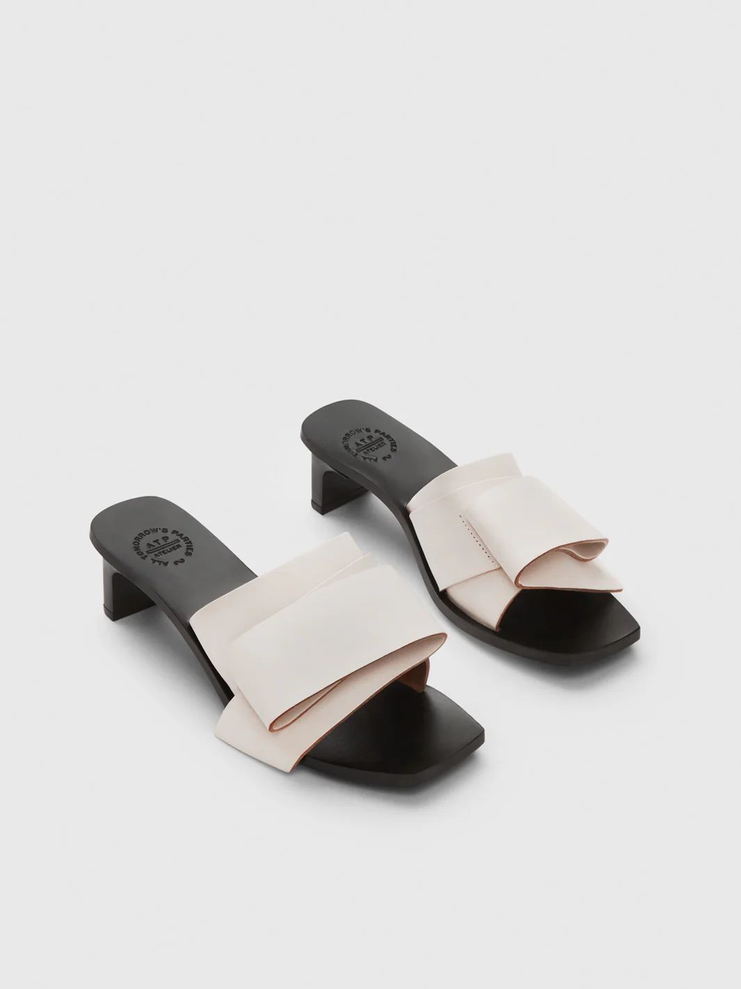 Cupello Linen Leather Heeled sandals | ATP Atelier