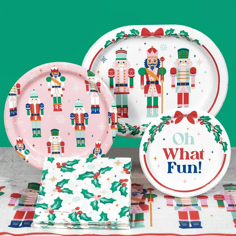 Nutcracker Christmas Disposable Paper Plates, 9", Pink, 20 Count, by Holiday Time | Walmart (US)