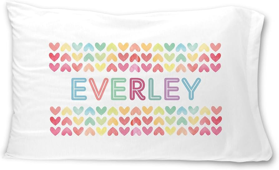 Watercolor Heart Design with Personalized Name Standard Pillowcase | Personalized Pillow Cover | ... | Amazon (US)