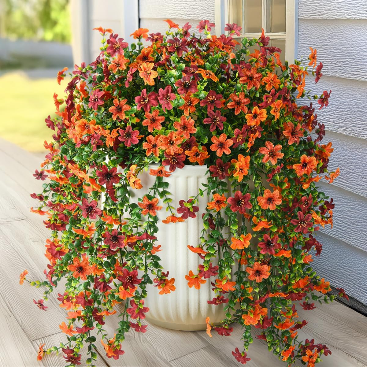 Artificial Fall Fake Flowers for Outdoor Fall Decoration,2 Pcs Faux Hanging Flowers Outdoor Fall ... | Amazon (US)
