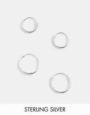 ASOS DESIGN sterling silver 12mm and 9mm hoop earring pack | ASOS (Global)