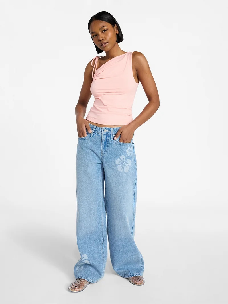No Boundaries One Shoulder Ruched Top, Women\u2019s XXS-XXL | Walmart (US)
