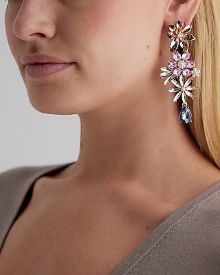 Rhinestone Flower Drop Earrings | Express
