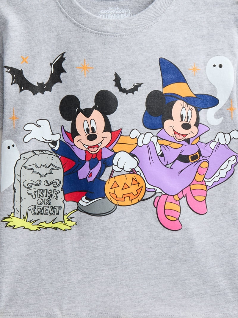 Mickey and Minnie Mouse Toddler Girls Halloween Crewneck Tee with Short Sleeves, Sizes 12M-5T | Walmart (US)
