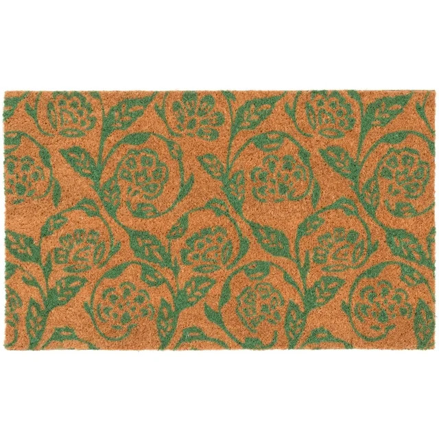 Mainstays by Becky G. & Alejandra Coir Outdoor Mat, Green Floral, 18" x 30" | Walmart (US)
